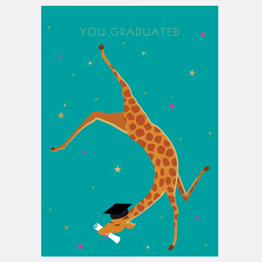 Kort med kuvert - Studentgiraff - Gulddetaljer (Fraktfritt)