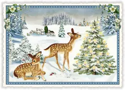 Lyxigt, enkelt julkort - Rådjurens jul (Fraktfritt)