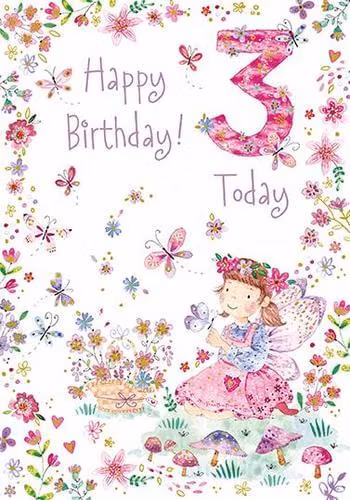 Dubbelt kort med kuvert - 3År Blommande Rosa (Fraktfritt)