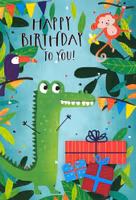 Dubbelt kort med kuvert - Djungelkrokodil (Fraktfritt)