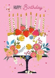 Dubbelt kort med kuvert - Jordgubbstårta (Fraktfritt)