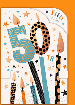 Dubbelt kort med kuvert - 50År Tårtljus (Fraktfritt)