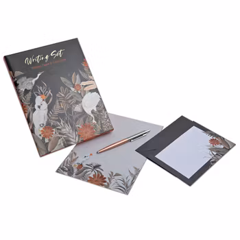 Skrivset med Brevpapper och Kuvert - Papegoja i det gröna