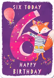 Dubbelt kort med kuvert - 6 år - Räv (Fraktfritt)