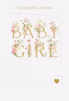 Dubbelt kort med kuvert - Congratulations Baby Girl (Fraktfritt)