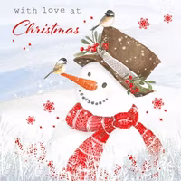 Dubbelt julkort med kuvert - Snögubbens vänner (Fraktfritt)