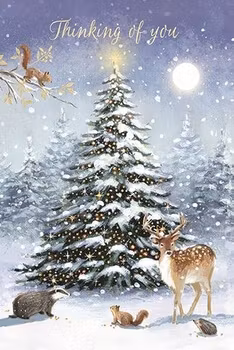 Dubbelt julkort med kuvert - Skogsdjurens jul (Fraktfritt)