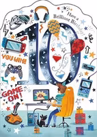 Dubbelt kort med kuvert - 10 år - Spela spel (Fraktfritt)