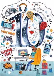 Dubbelt kort med kuvert - 10 år - Spela spel (Fraktfritt)