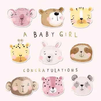 Dubbelt kort med kuvert - Flickan är född (Fraktfritt)