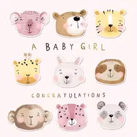 Dubbelt kort med kuvert - Flickan är född (Fraktfritt)