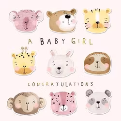 Dubbelt kort med kuvert - Flickan är född (Fraktfritt)