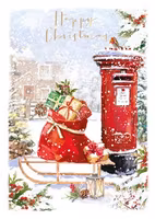 Dubbelt julkort med kuvert - Postsläden  (Fraktfritt)