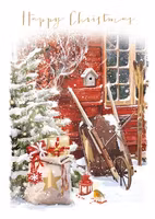 Dubbelt julkort med kuvert - Ledig skottkärra (Fraktfritt)