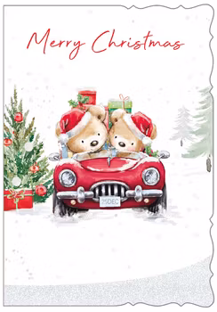 Dubbelt julkort med kuvert - Driving home for Christmas (Fraktfritt)