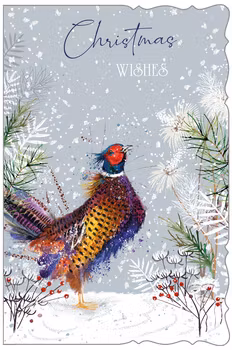 Dubbelt julkort med kuvert - Fasanens jul (Fraktfritt)