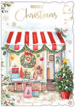 Dubbelt julkor med kuvert - Butik med jul (Fraktfritt)