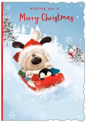 Dubbelt julkort med kuvert - Fullfart i backen (Fraktfritt)