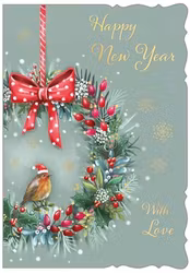 Dubbelt nyårskort med kuvert - Fågelkransen (Fraktfritt)