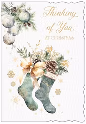 Dubbelt julkort med kuvert - Tänker på dig till jul (Fraktfritt)