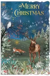 Dubbelt julkort med kuvert - Vinternatt i skogen (Fraktfritt)