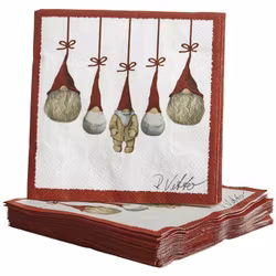 Kaffe-julservetter - Hängande tomtar