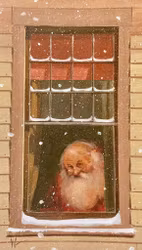 Dubbelt julkort med kuvert - Tomten i fönstret (Fraktfritt)