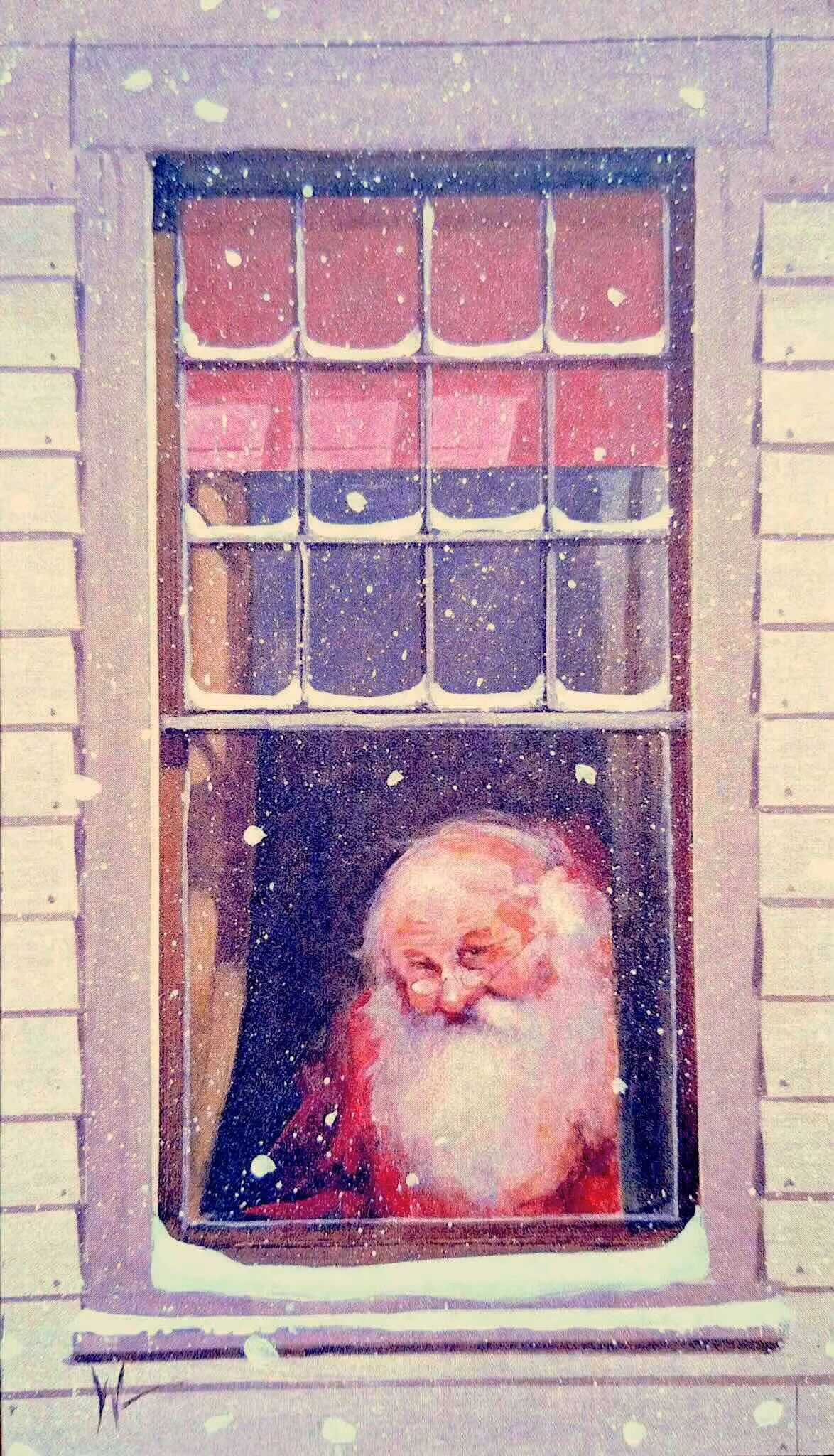 Dubbelt julkort med kuvert - Tomten i fönstret (Fraktfritt)