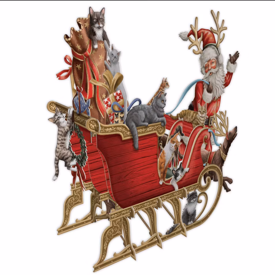 Magiskt julkort - Tomten drar släden (Fraktfritt)