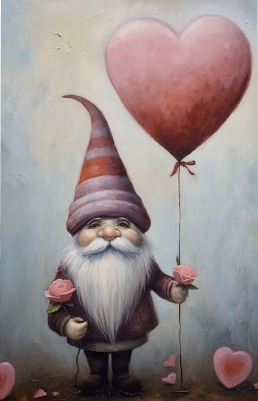 Dubbelt kort med kuvert - Tomten och hjärtat (Fraktfritt)