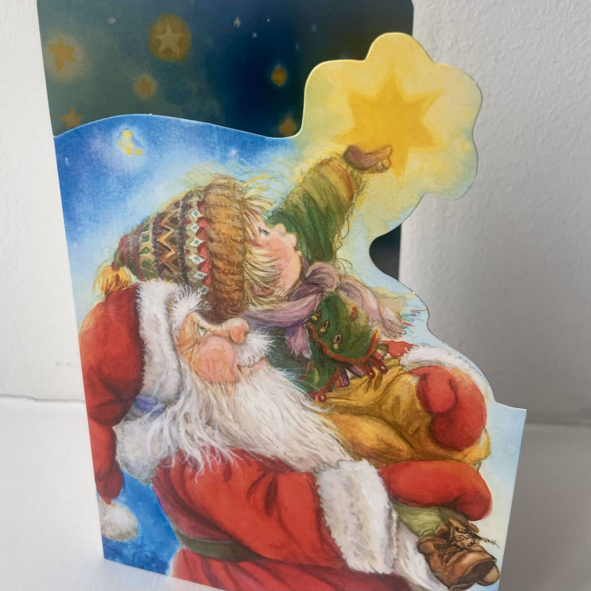 Utskuret julkort med kuvert - Tomten och stjärnan (Fraktfritt)