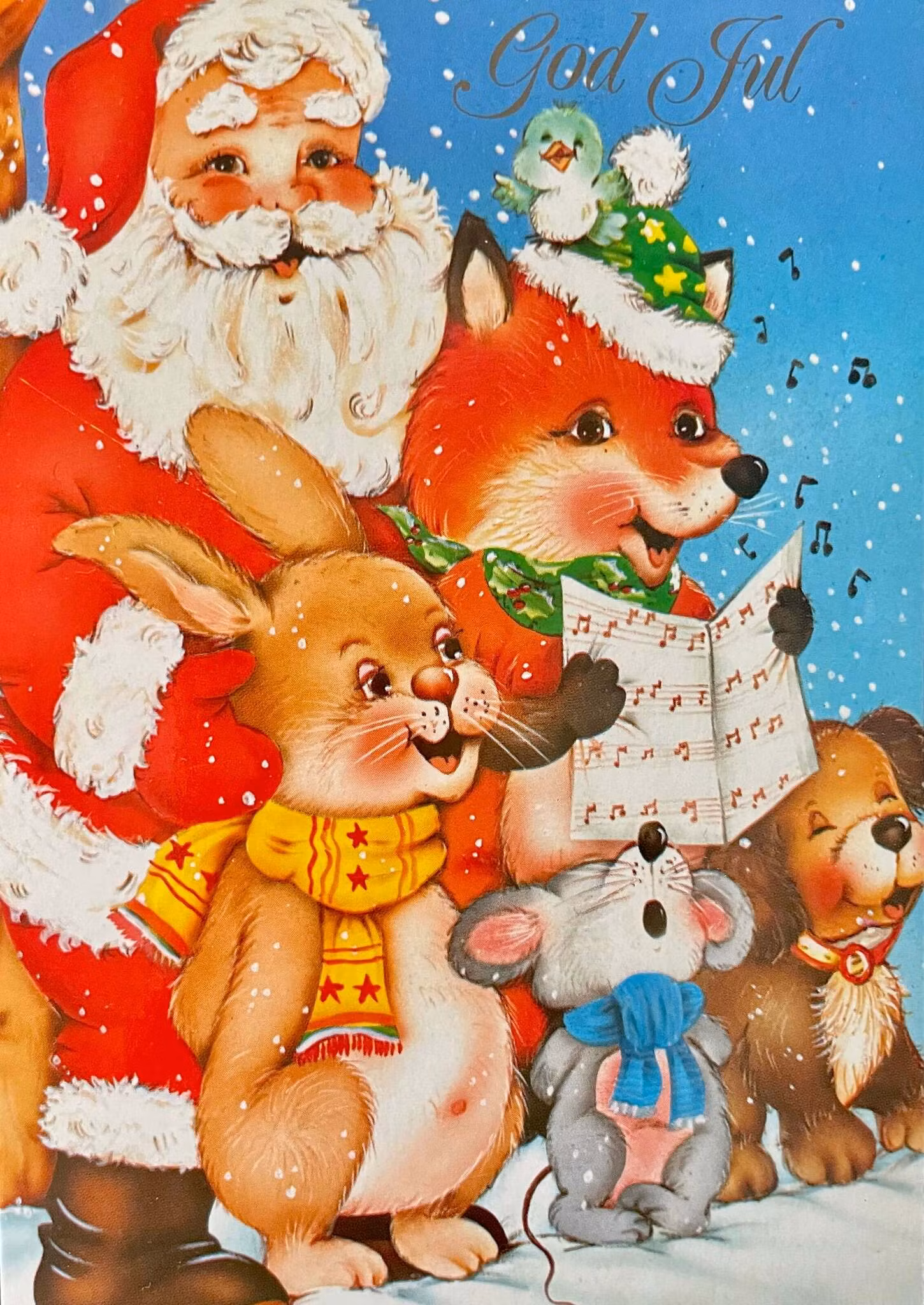 Enkelt JulKort - Tomten sjunger (Fraktfritt)