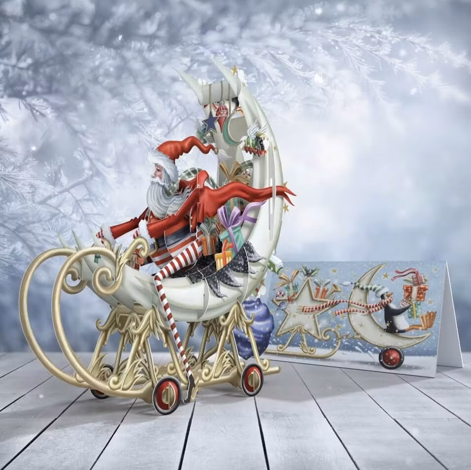 Magiskt julkort - Tomtens månsläde (Fraktfritt)