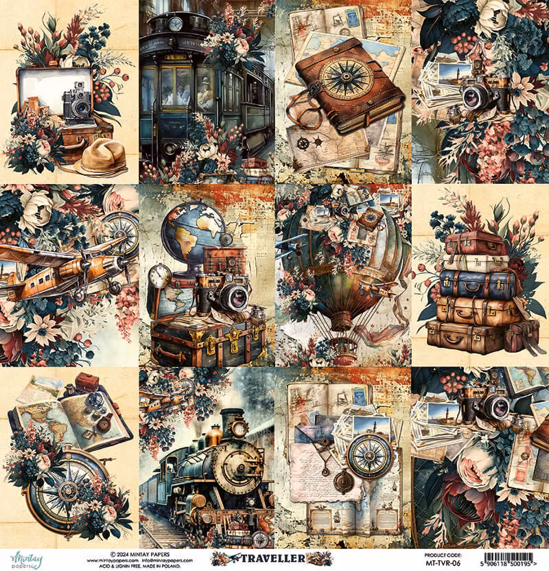 Vackra pysselpapper - Traveller (24 ark) 15 x 15 cm