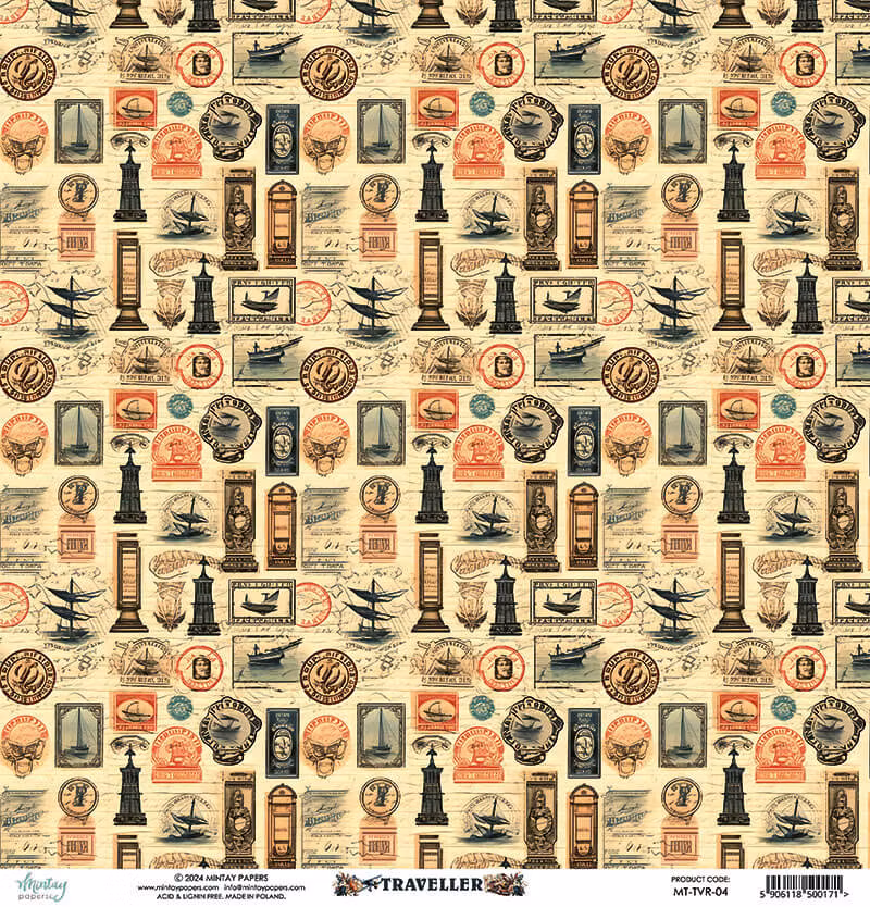 Vackra pysselpapper - Traveller (24 ark) 15 x 15 cm