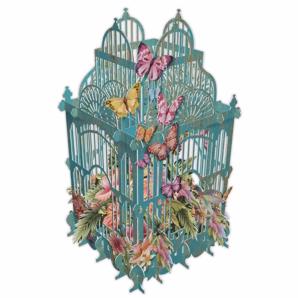 Magiska gratulationskort - Tropisk fågelbur (Fraktfritt)