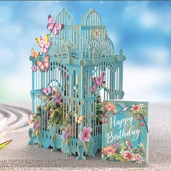 Magiska gratulationskort - Tropisk fågelbur (Fraktfritt)