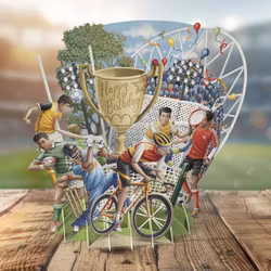 Magiskt, utvikbart gratulationskort - Grattis till idrottaren (Fraktfritt)