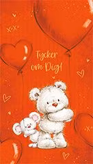 Dubbelt kort med kuvert - Tycker om dig (Fraktfritt)