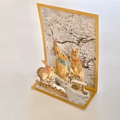 Utvikbart kort med kuvert - Snöharar (Fraktfritt)