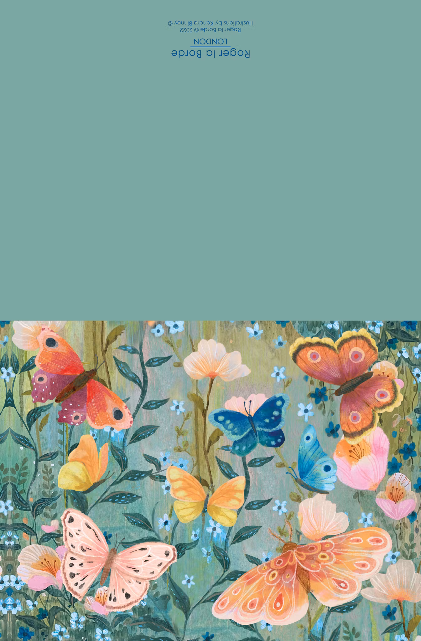 Förpackning med flera kort med kuvert - Blommor och fjärilar