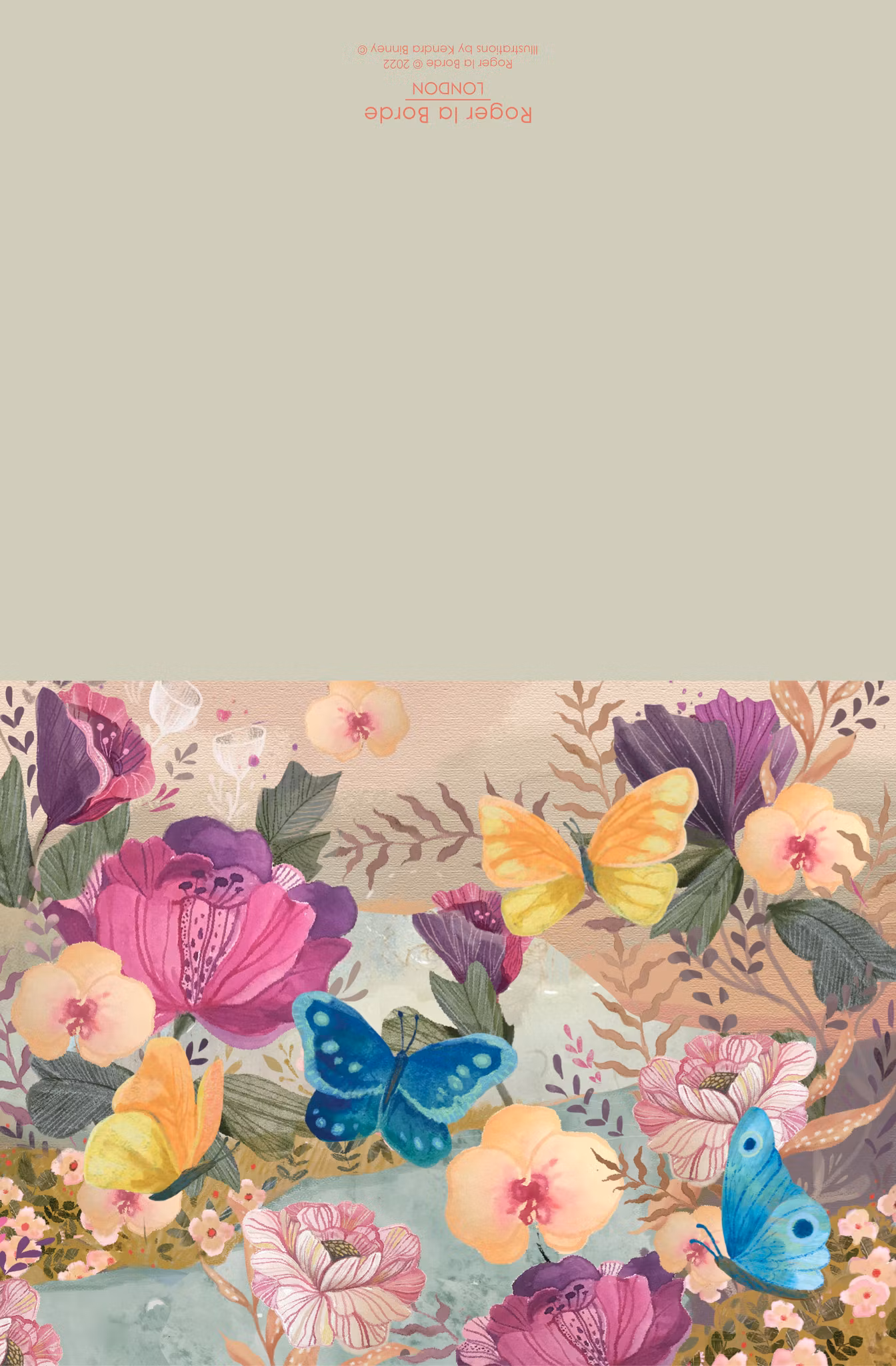 Förpackning med flera kort med kuvert - Blommor och fjärilar