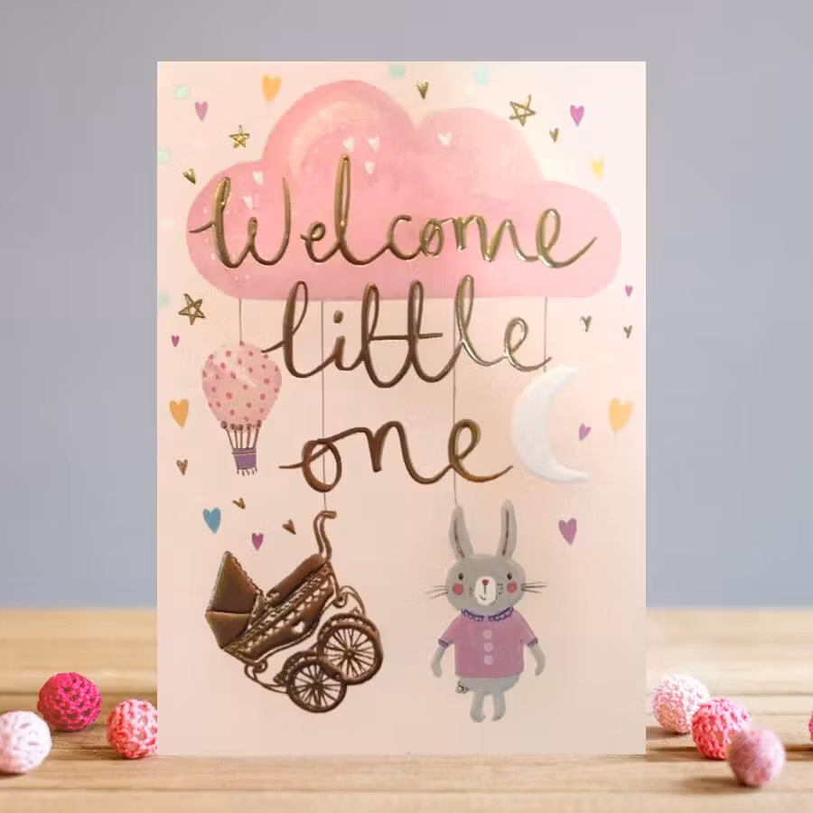 Kort med kuvert - Välkommen lilla vän - Rosa (Fraktfritt)