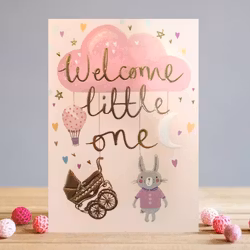 Kort med kuvert - Välkommen lilla vän - Rosa (Fraktfritt)