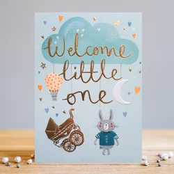 Kort med kuvert - Välkommen lilla vän - Blå (Fraktfritt)