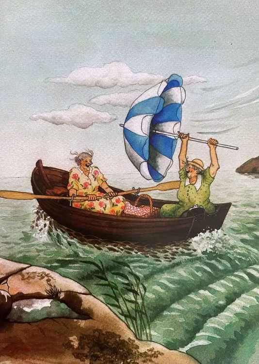 Enkelt Kort - Lyckliga damer - Vind i seglen (Fraktfritt)