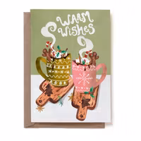 Dubbelt vinterkort - Warm Wishes (Fraktfritt)