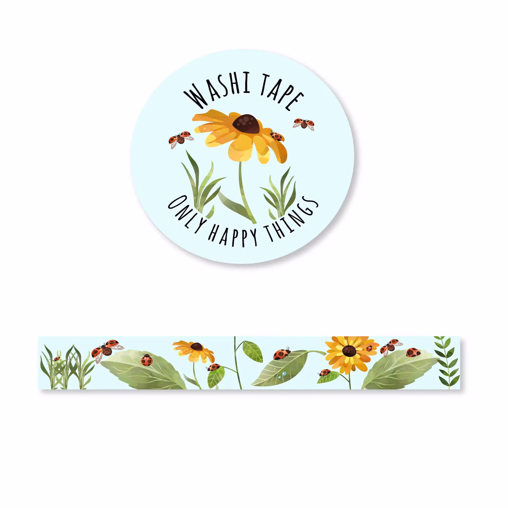 Dekorationstejp (Washi tejp) - Solrosor (10 m)