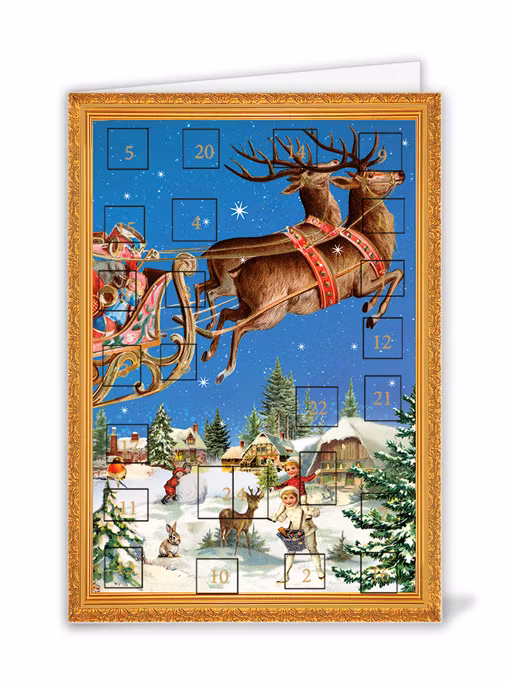 Liten Adventskalender som julkort - Tomtens renar (Fraktfritt)
