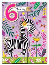 Dubbelt kort med kuvert - 6 år - Zebra (Fraktfritt)